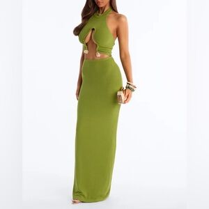 NEW Cutout Halter Maxi Dress